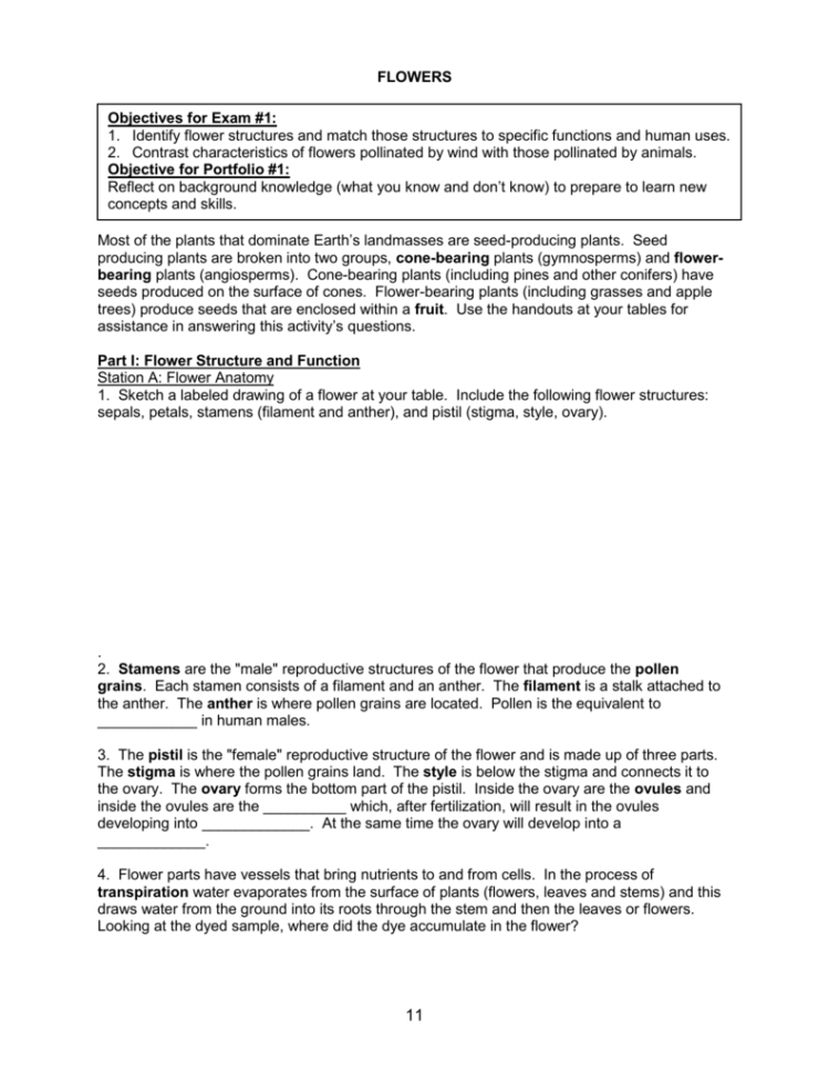 Part I Flower Structure And Function