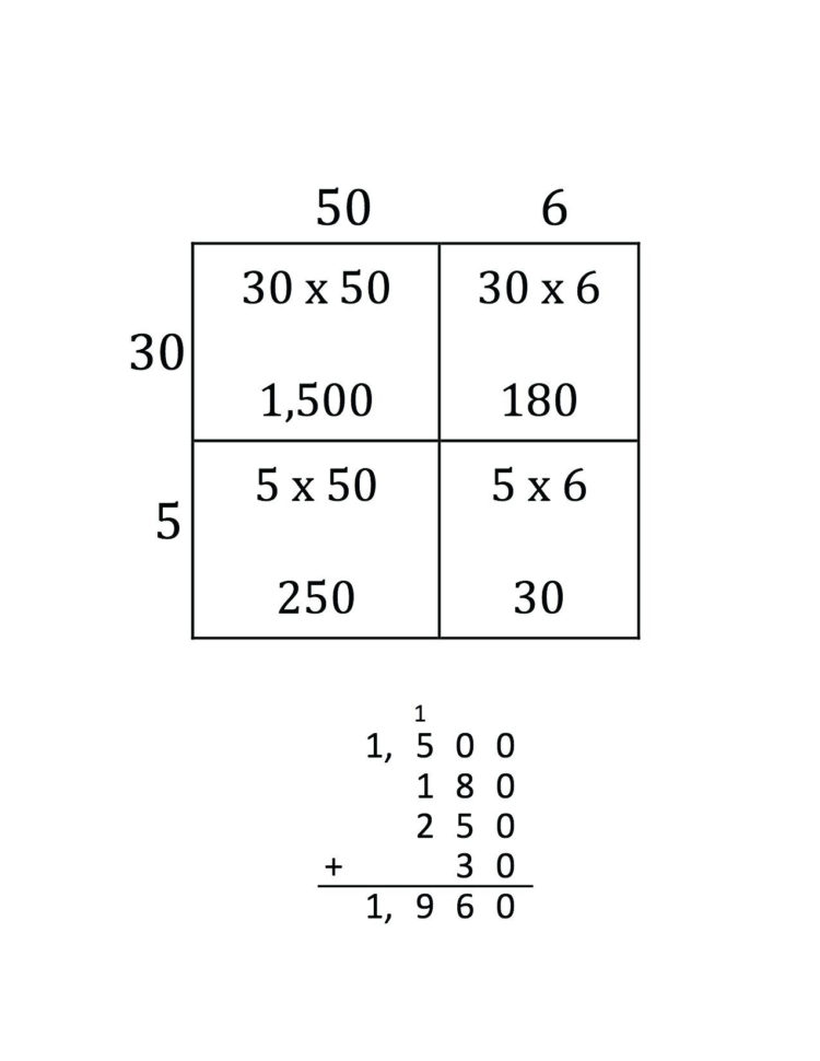 Partial Products Multiplication Worksheets Math Area Partial