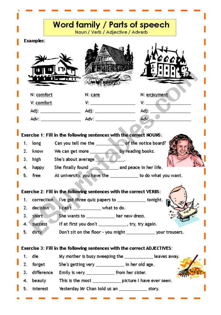 Noun Verb Adjective Adverb Worksheet