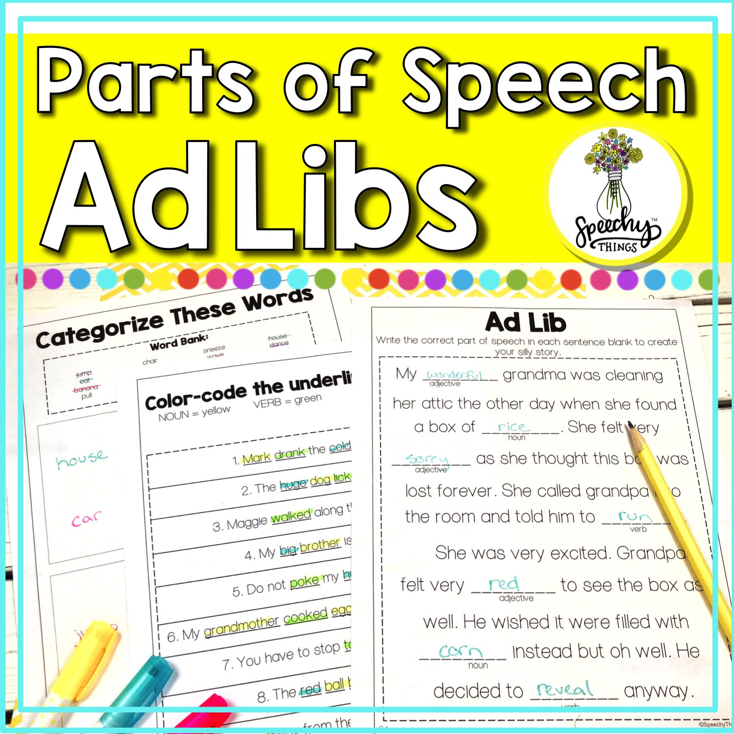 Parts Of Speech Worksheets  Adlibs