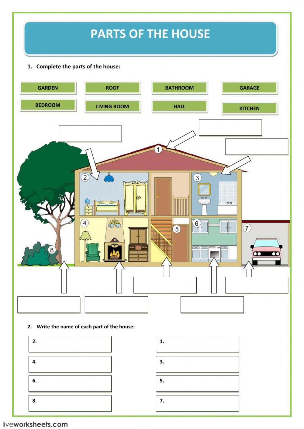 Parts Of The House  Interactive Worksheet