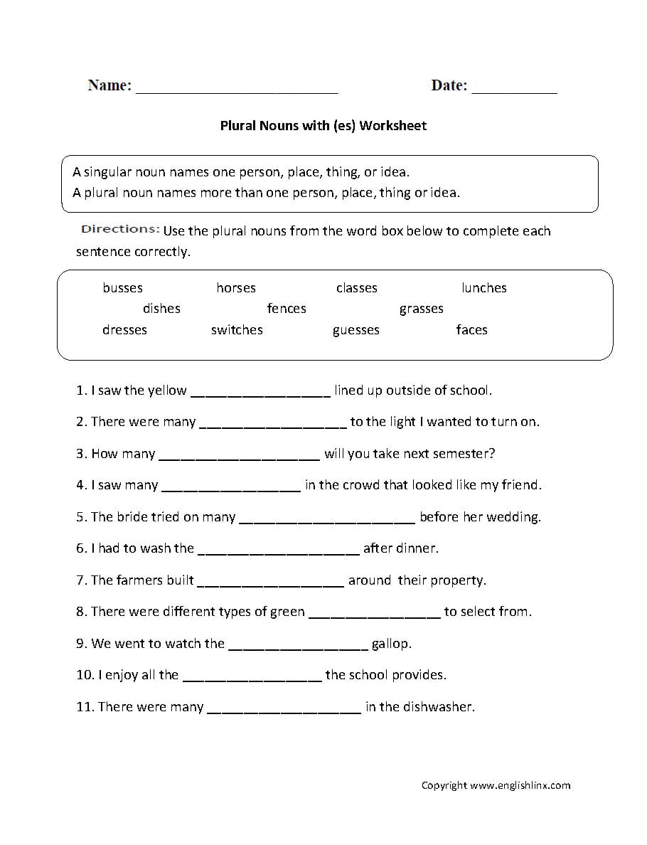 Parts Speech Worksheets  Noun Worksheets