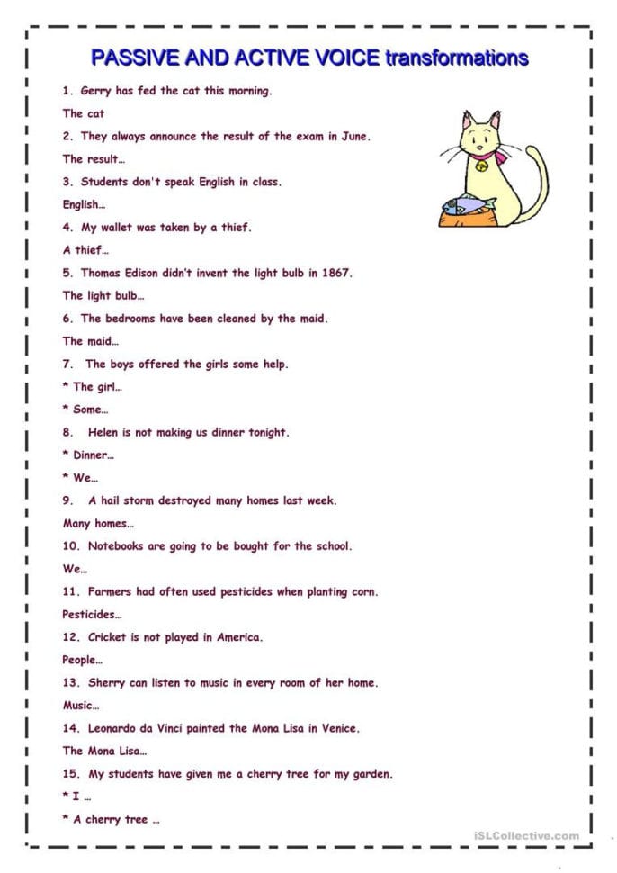 Passive And Active Sentence Transformation  English Esl