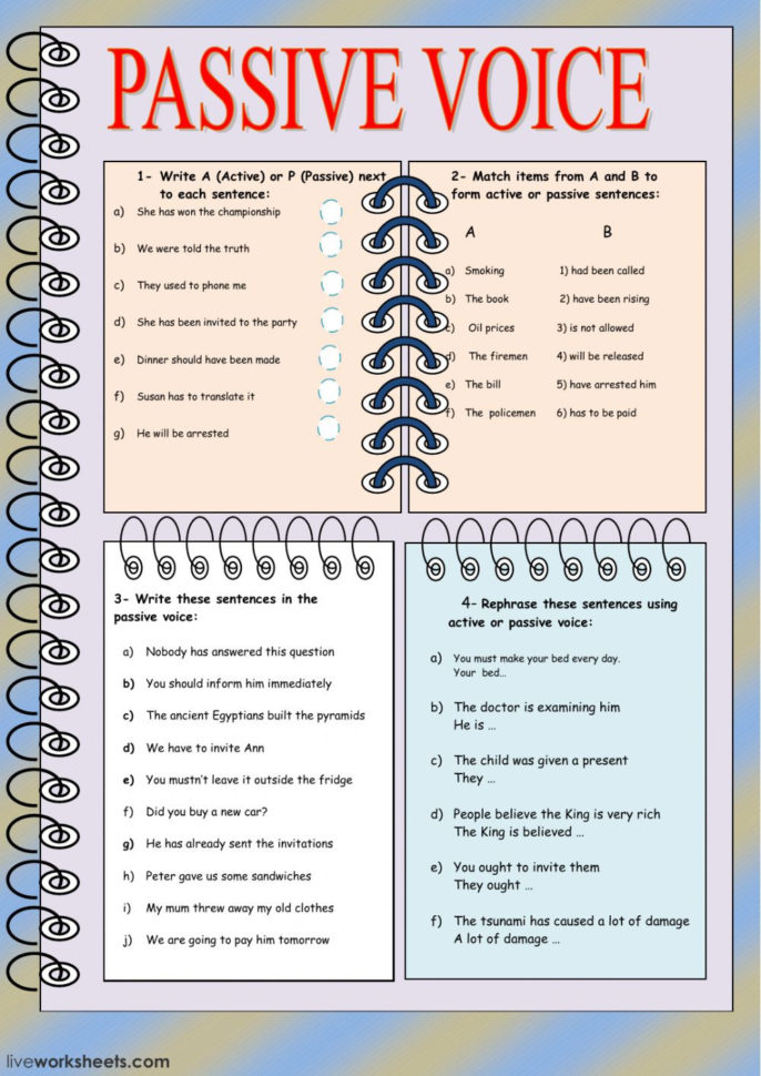 Passive Voice Interactive Worksheet Db excel