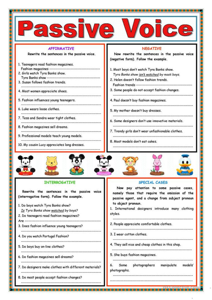 Active And Passive Voice Present Continuous Tense Worksheets