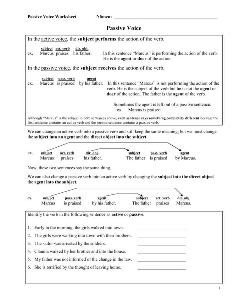 Passive Voice Worksheet