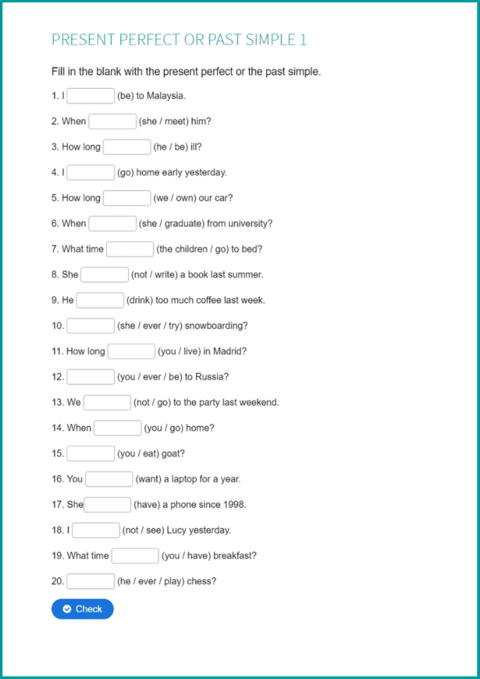 Past Perfect Exercise 1