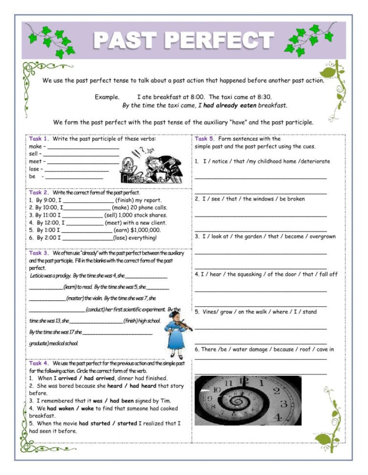 Past Perfect Tutor  Exercises  Interactive Worksheet