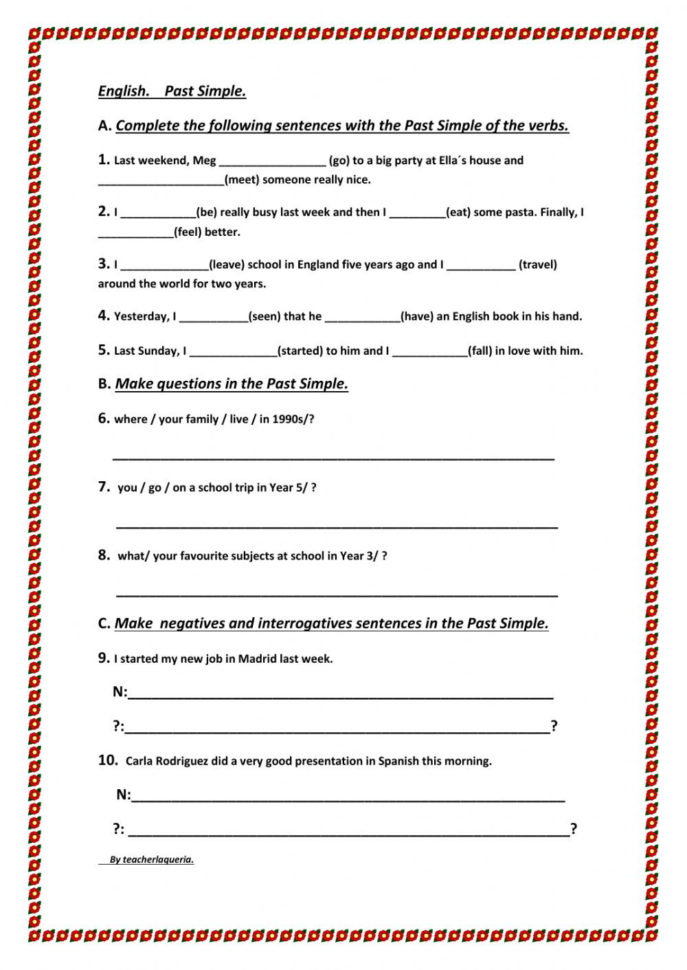 Past Simple All Form Regular And Irregular Verbs