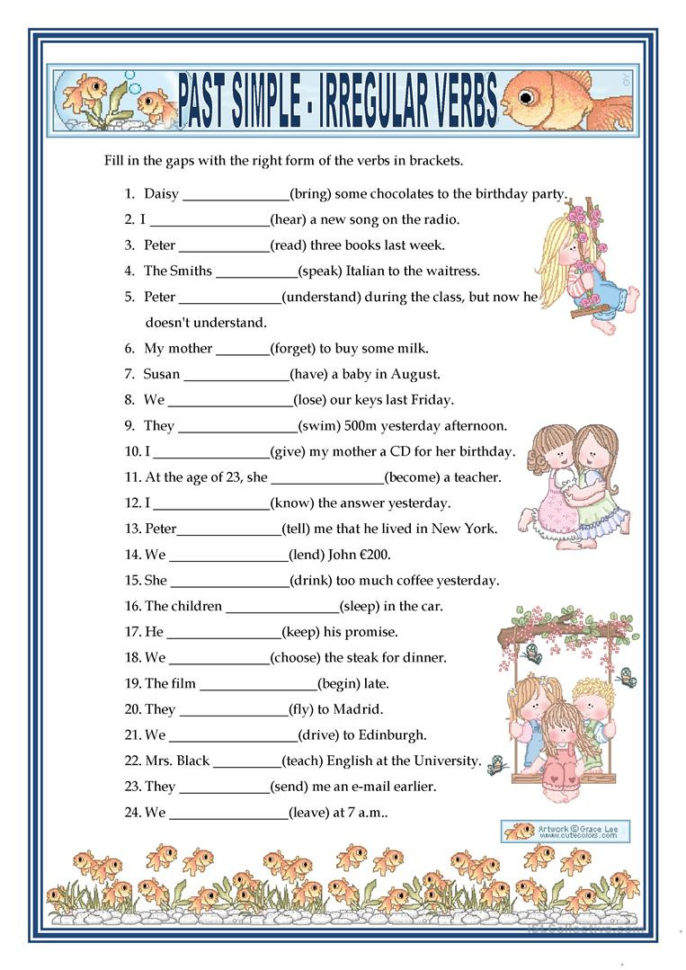 Past Simple  Irregular Verbs  English Esl Worksheets
