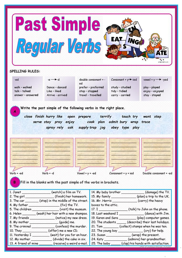 Past Simple Of Regular Verbs  English Esl Worksheets