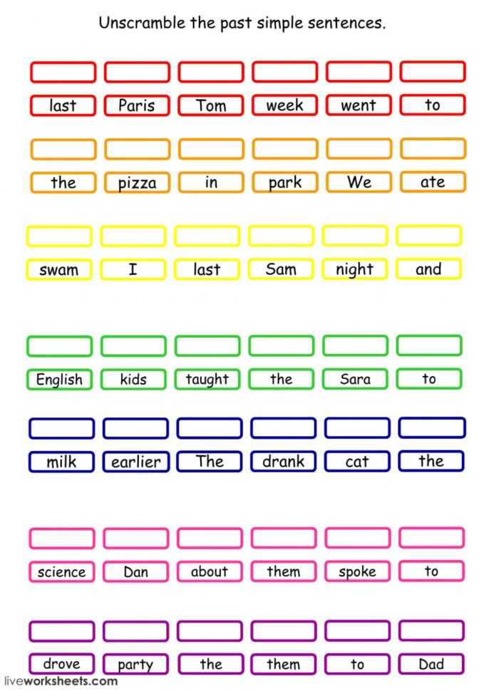 Past Simple Unscramble The Sentences  Interactive Worksheet