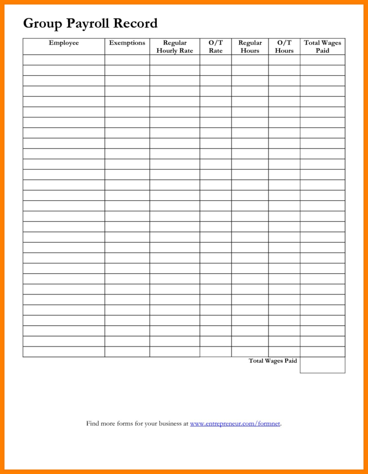 Payroll Worksheet Sample