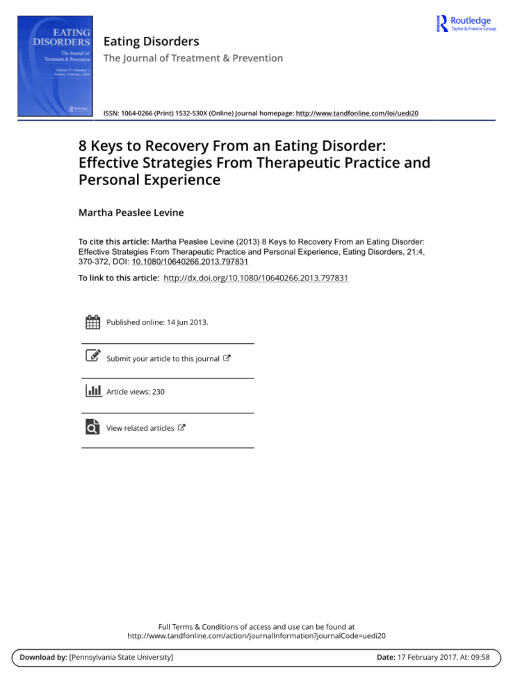 Pdf 8 Keys To Recovery From An Eating Disorder Effective