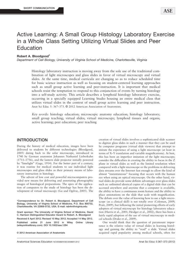 Pdf Active Learning A Small Group Histology Laboratory