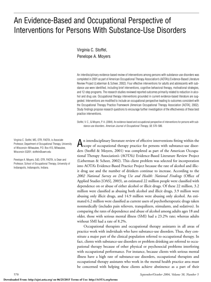 Pdf An Evidencebased And Occupational Perspective Of