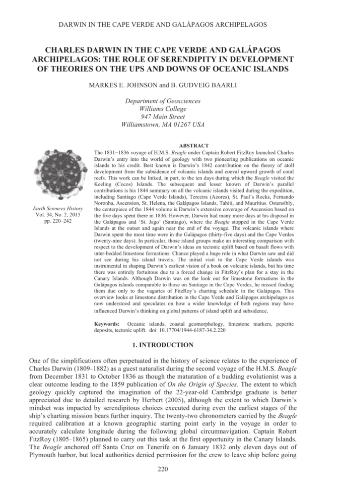 Pdf Charles Darwin In The Cape Verde And Galápagos