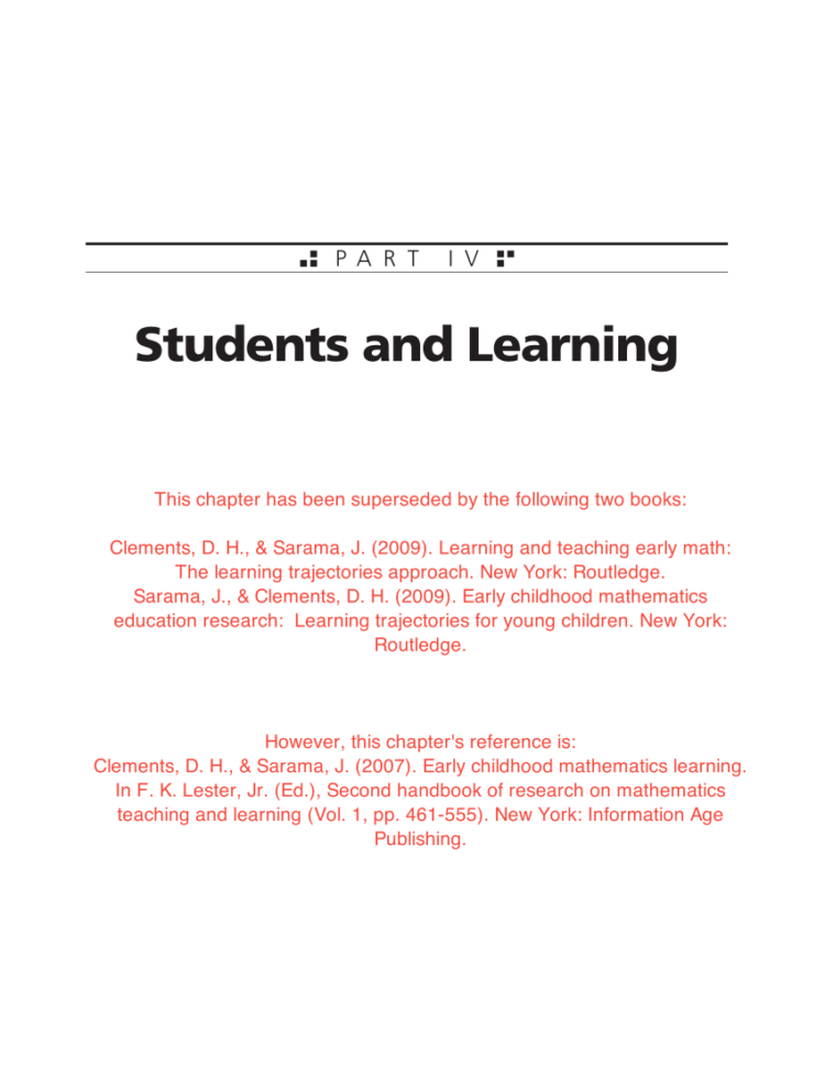 Pdf Early Childhood Mathematics Learning