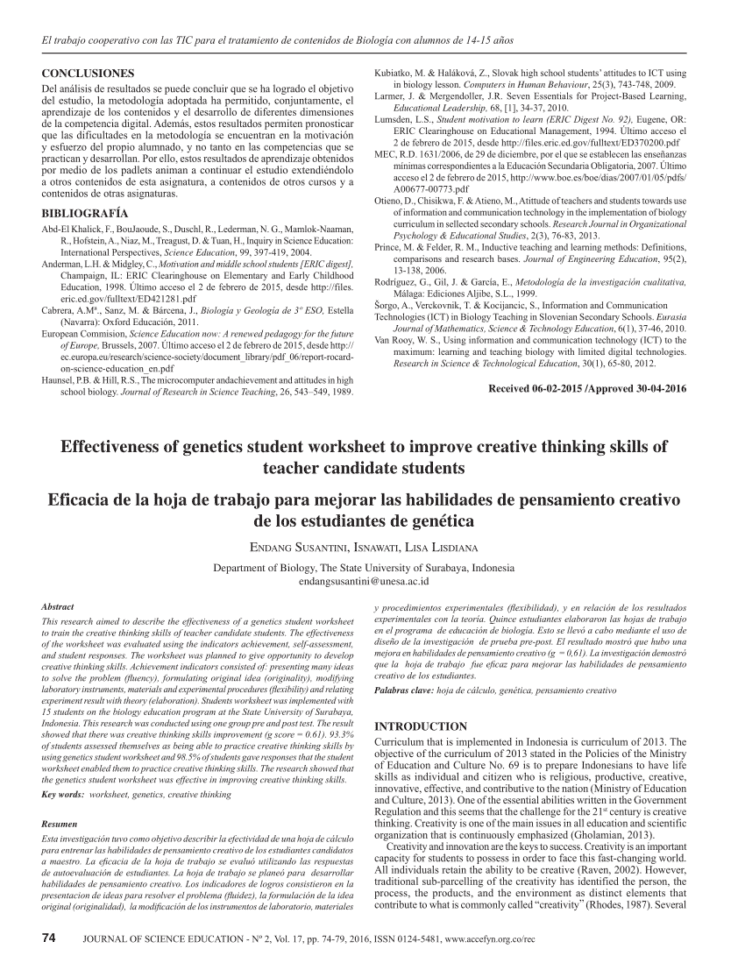 Pdf Effectiveness Of Genetics Student Worksheet To Improve