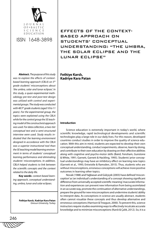 Pdf Effects Of The Contextbased Approach On Students