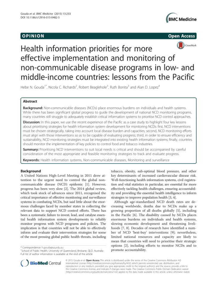 Pdf Health Information Priorities For More Effective