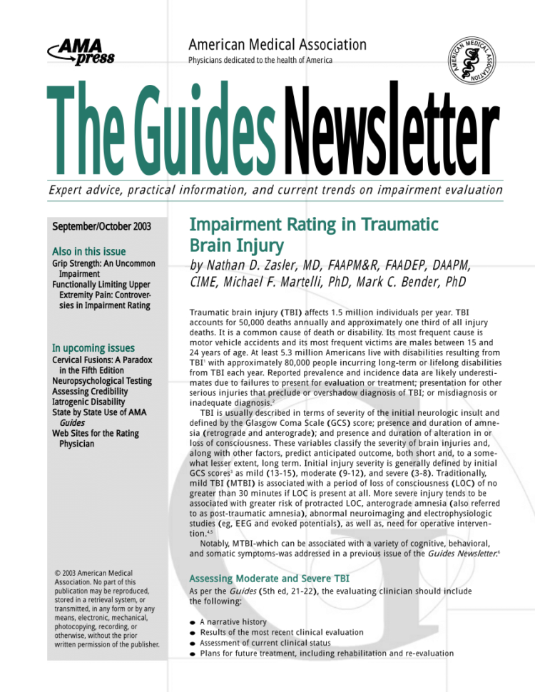 Pdf Impairment Rating In Traumatic Brain Injury