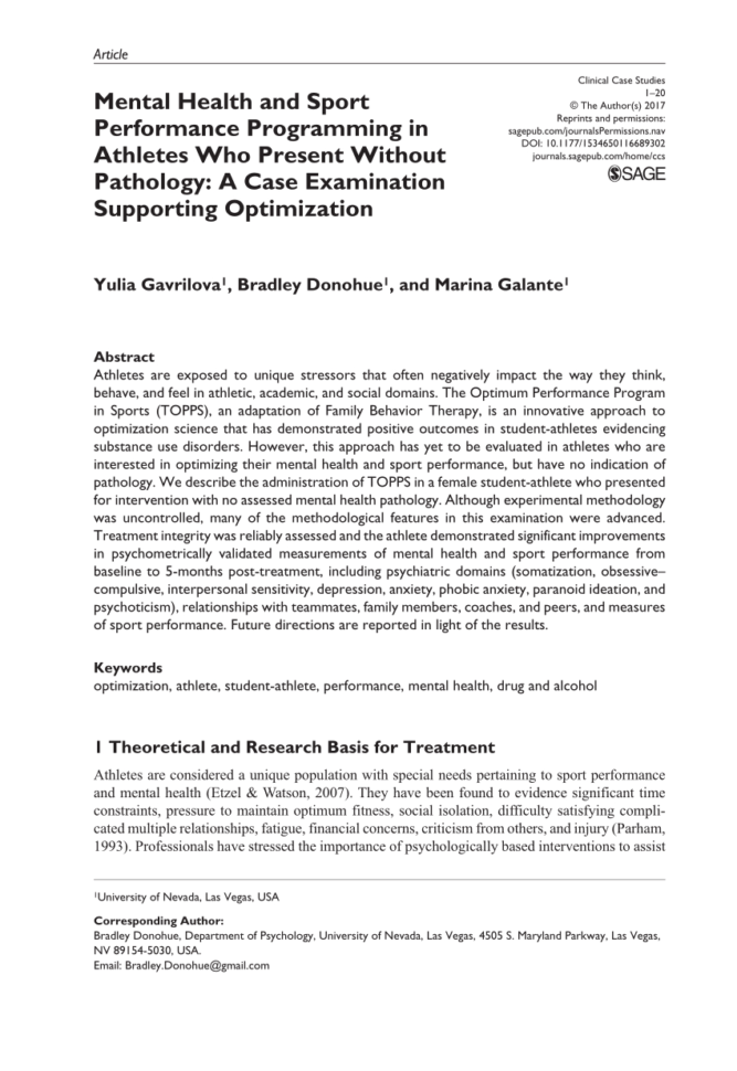 Pdf Mental Health And Sport Performance Programming In