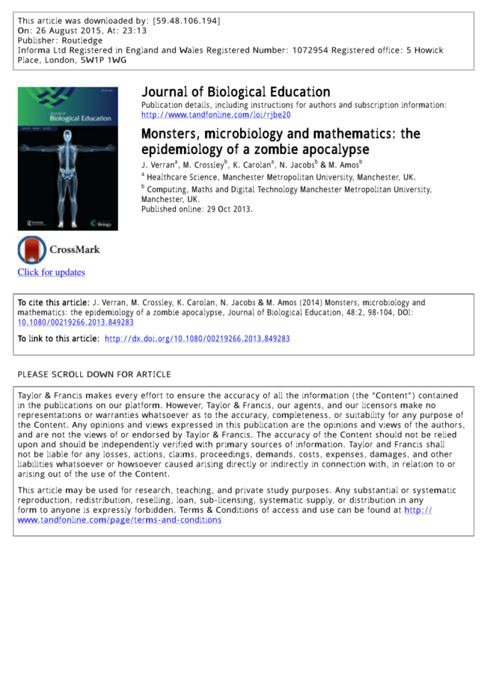 Pdf Monsters Microbiology And Mathematics The Epidemiology Of A