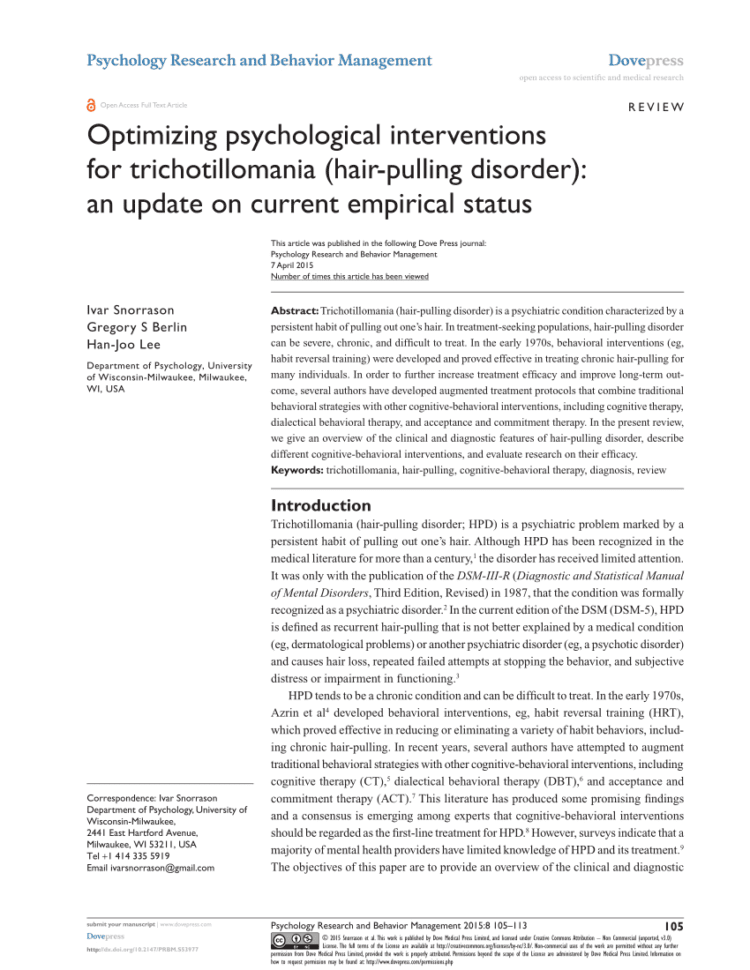 Pdf Optimizing Psychological Interventions For