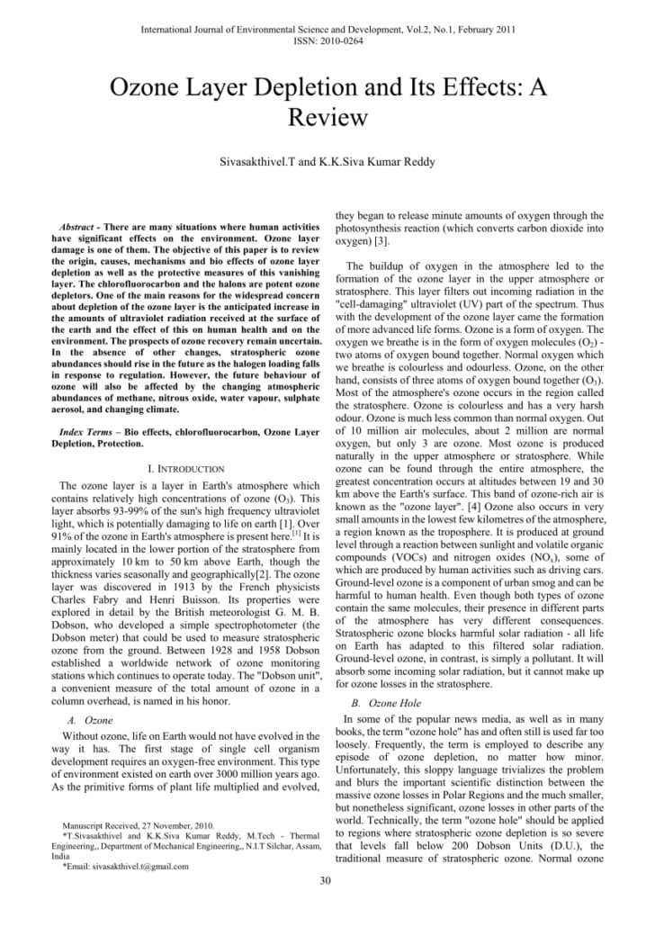 Pdf Ozone Layer Depletion And Its Effects A Review — db-excel.com