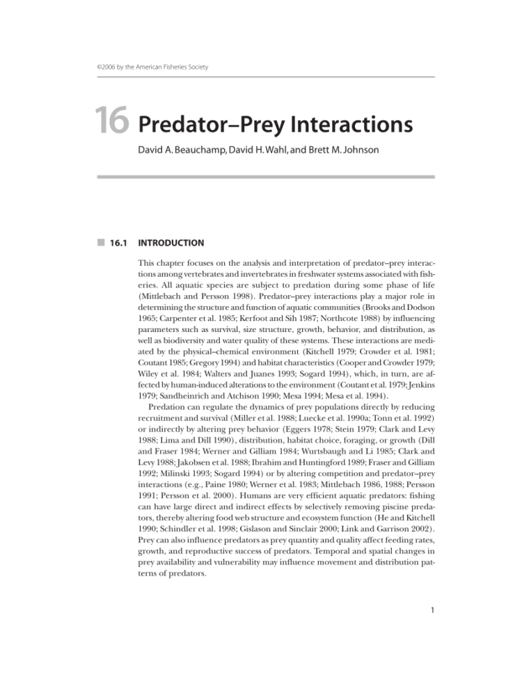Pdf Predatorprey Interactions