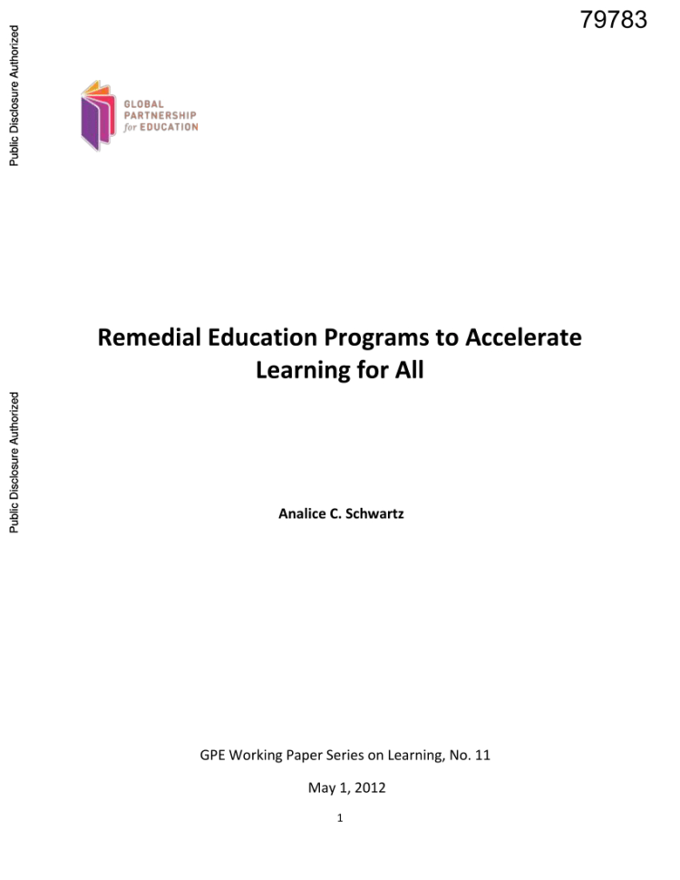 Pdf Remedial Education To Accelerate Learning For All