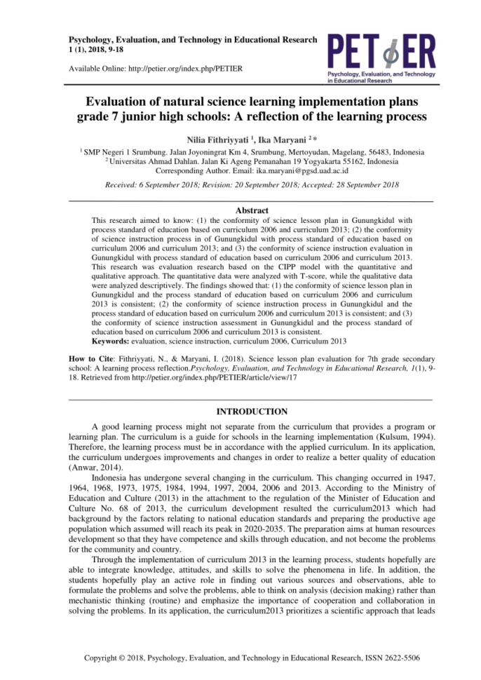 Pdf Science Lesson Plan Evaluation For 7Th Grade Secondary