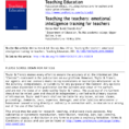 Pdf Teaching The Teachers Emotional Intelligence Training