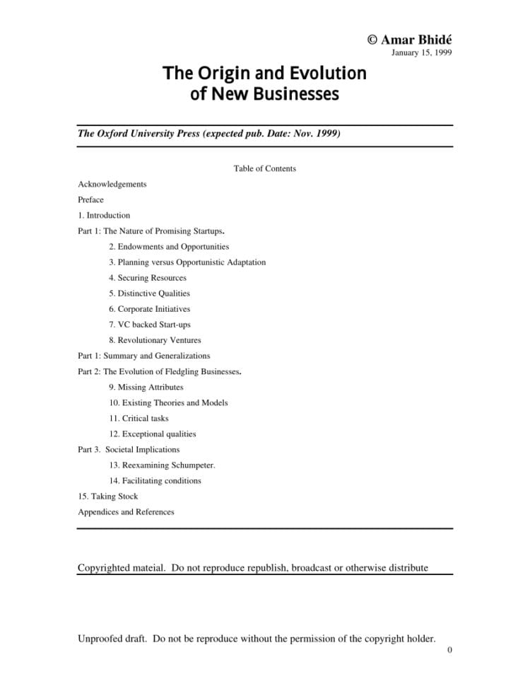 Pdf The Origins And Evolution Of New Businesses