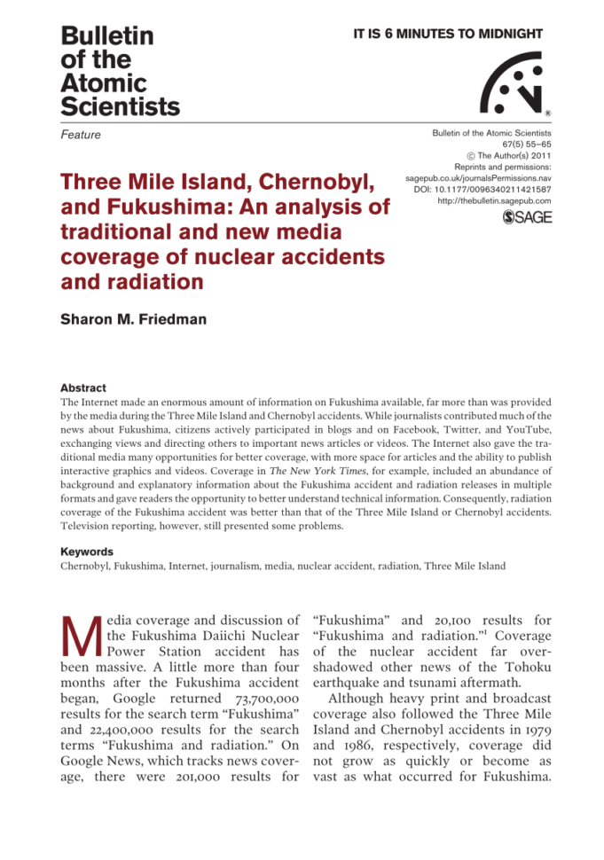 Pdf Three Mile Island Chernobyl And Fukushima An