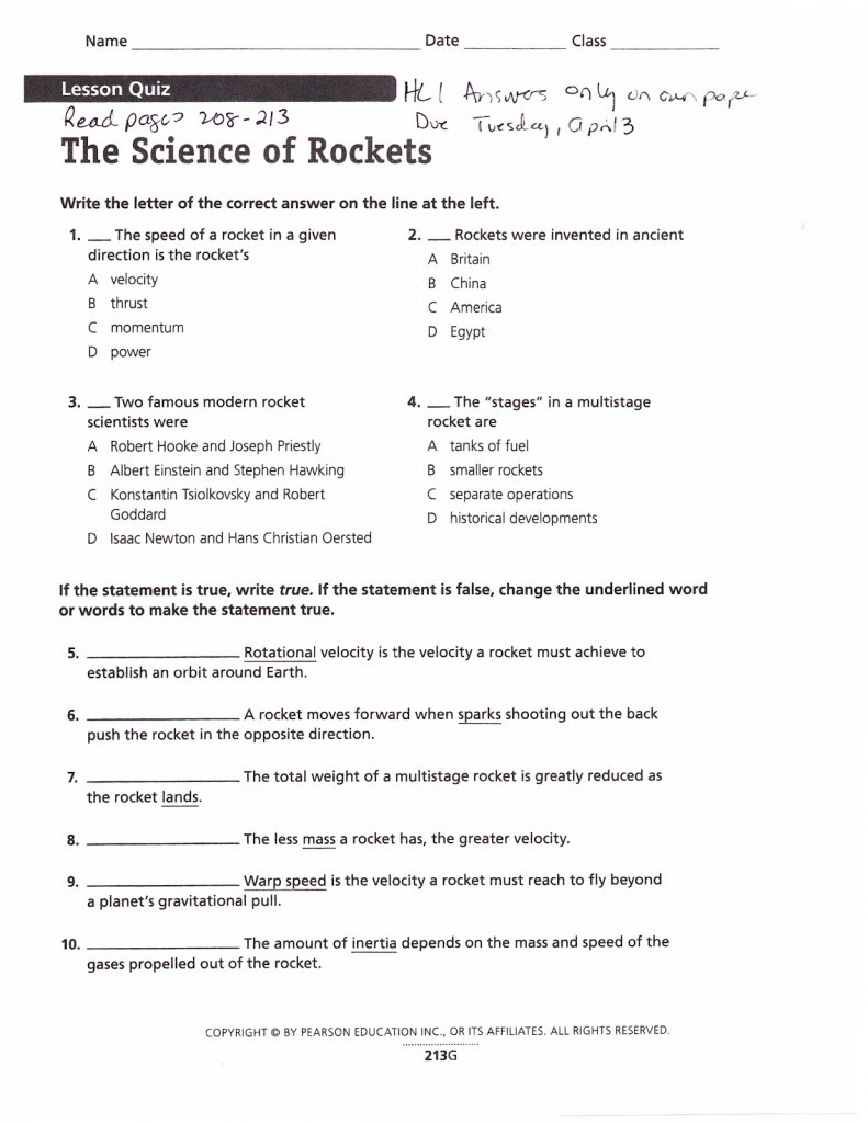 Pearson Education Science Worksheet Answers — db-excel.com