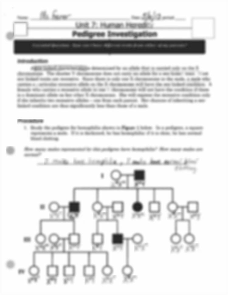 Pedigree Analysis Worksheet