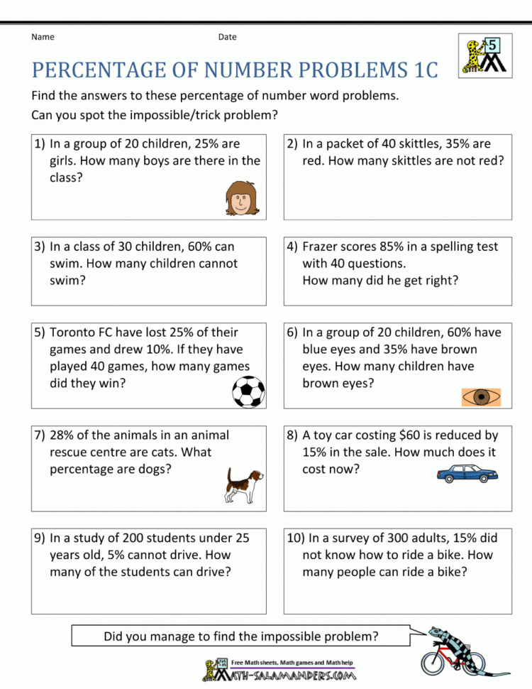 Percentage Word Problems