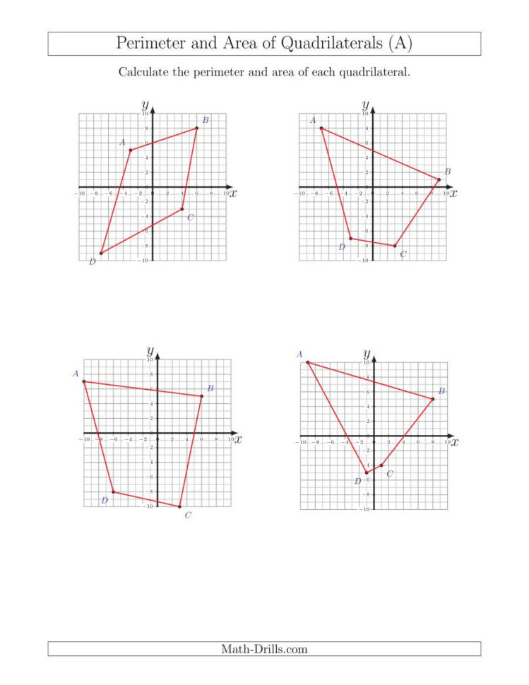 Perimeter And Area Of Quadrilaterals On Coordinate Planes A