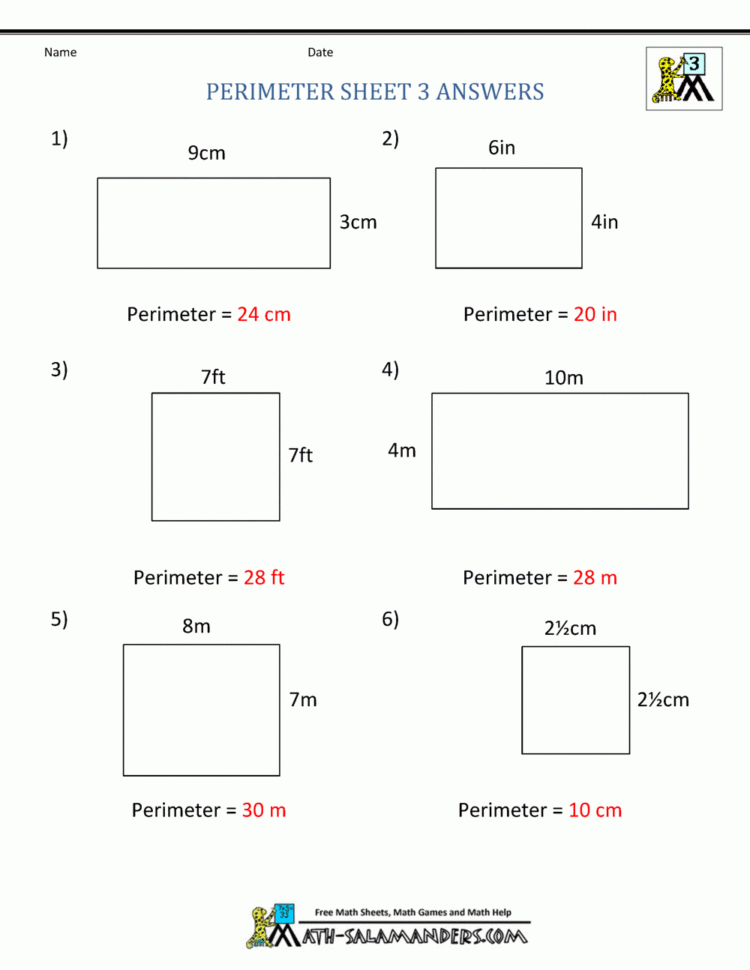 Perimeter Worksheets