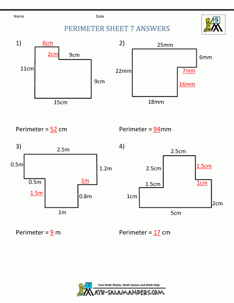 Perimeter Worksheets