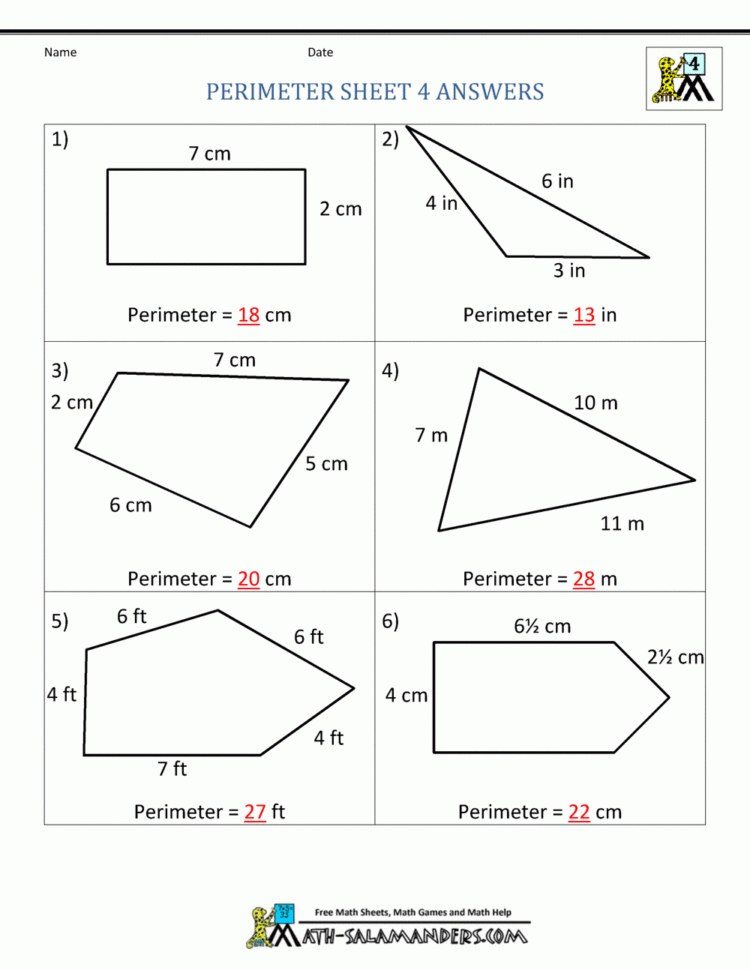 Perimeter Worksheets