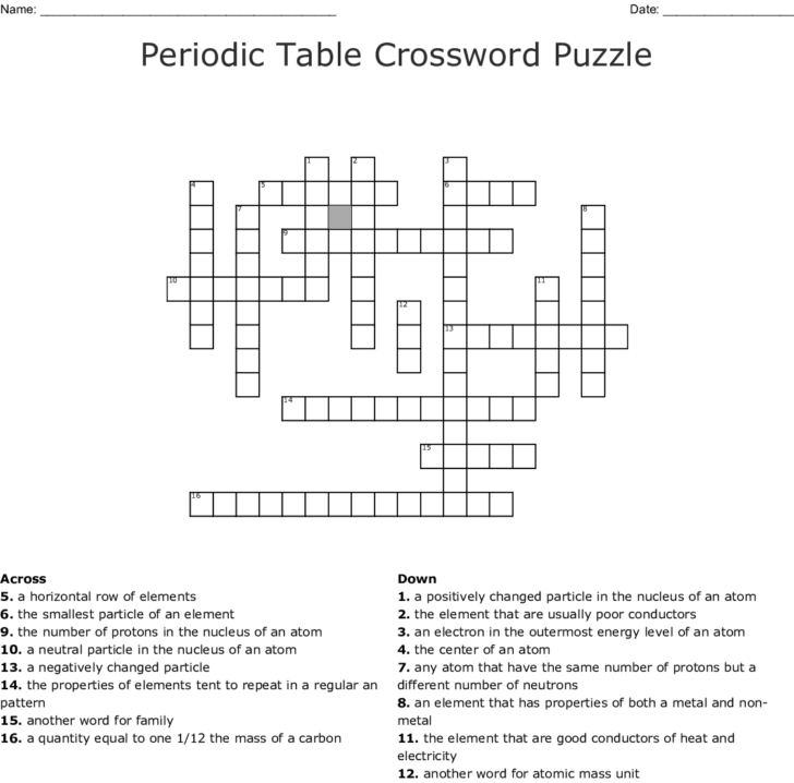 Periodic Table Crossword Puzzle Word db excel com