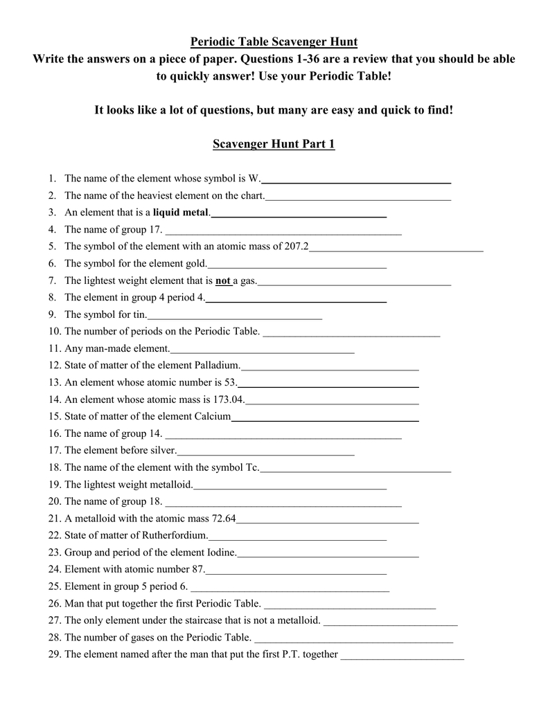 Puns Elements Worksheet Answers In Hunting The Elements Worksheet Answers