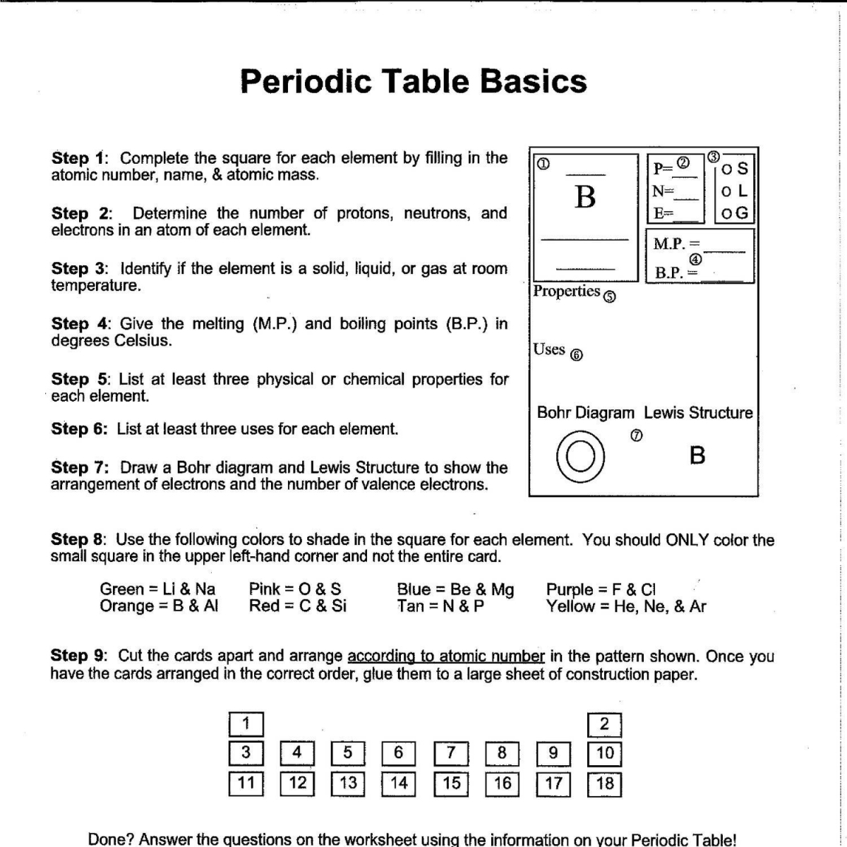 Periodic Table Basics Worksheet Answer Key Chemistry Elements Periodic Table Worksheet By 