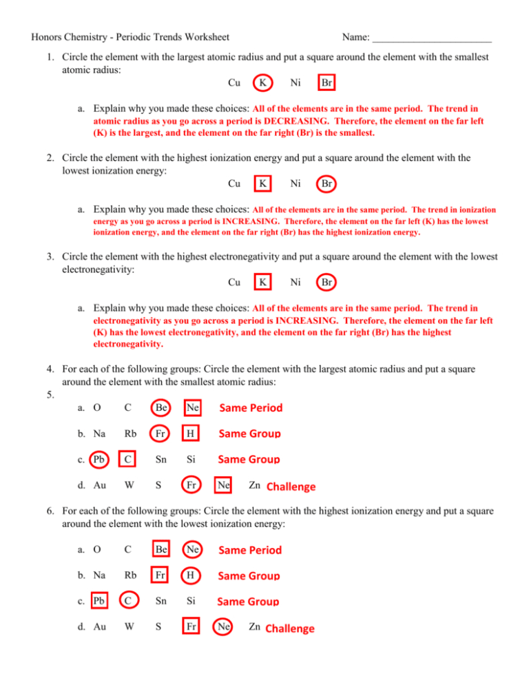 Periodic Trends Worksheet Answers Chemistry — db-excel.com