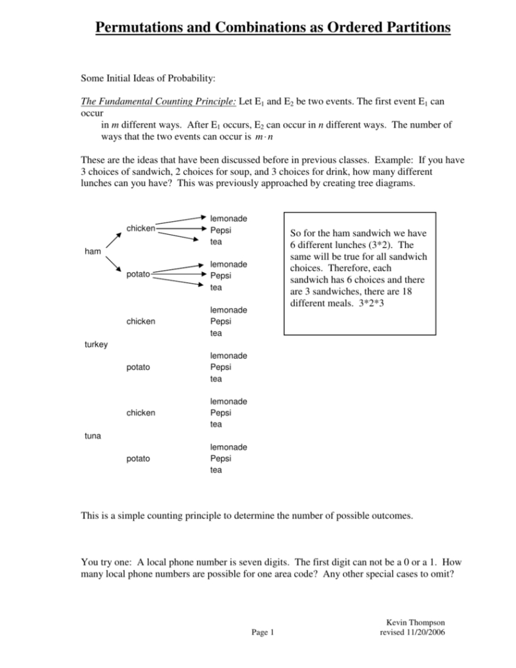 Permutations And Combinations As Ordered Partitions