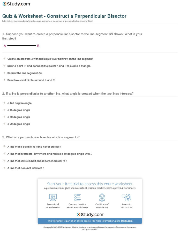 Perpendicular Bisector Of A Line Segment Worksheet