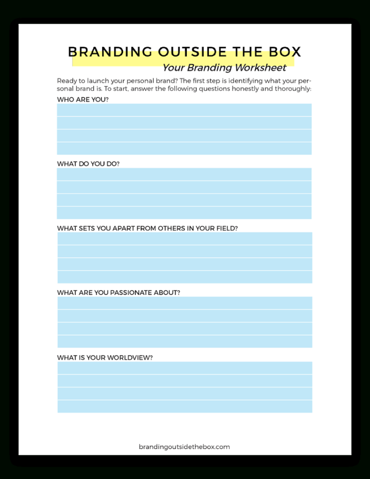 Personal Brand Worksheet  Branding Outside The Box